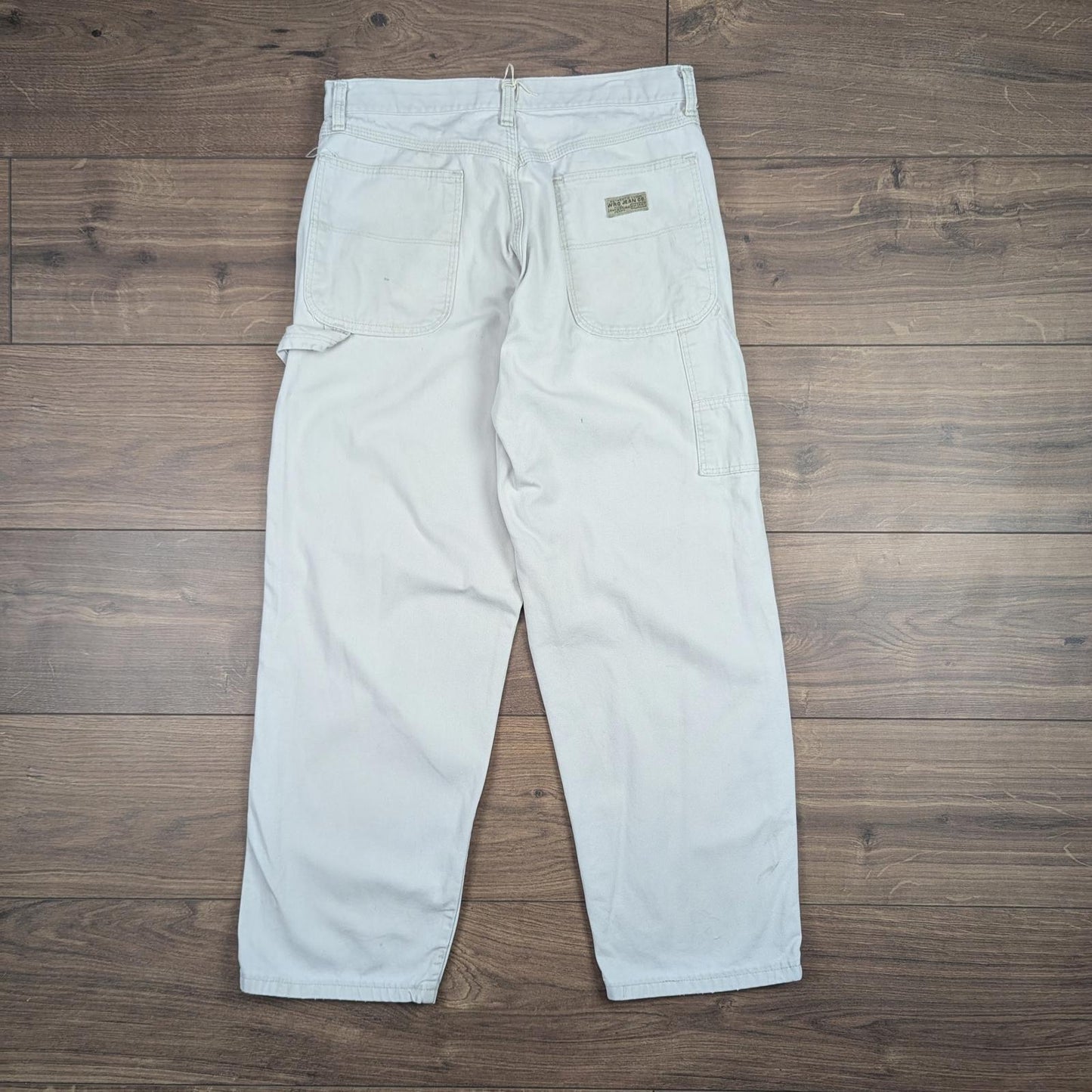 Vintage Beige Carpenter Pants Jeans Baggy Cargo Straight Leg W30 L28
