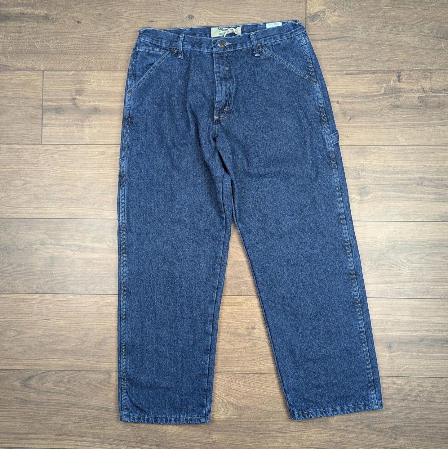 Blue Vintage Wrangler Fleece-Lined Jeans Baggy Carpenter Straight Leg W34 L30