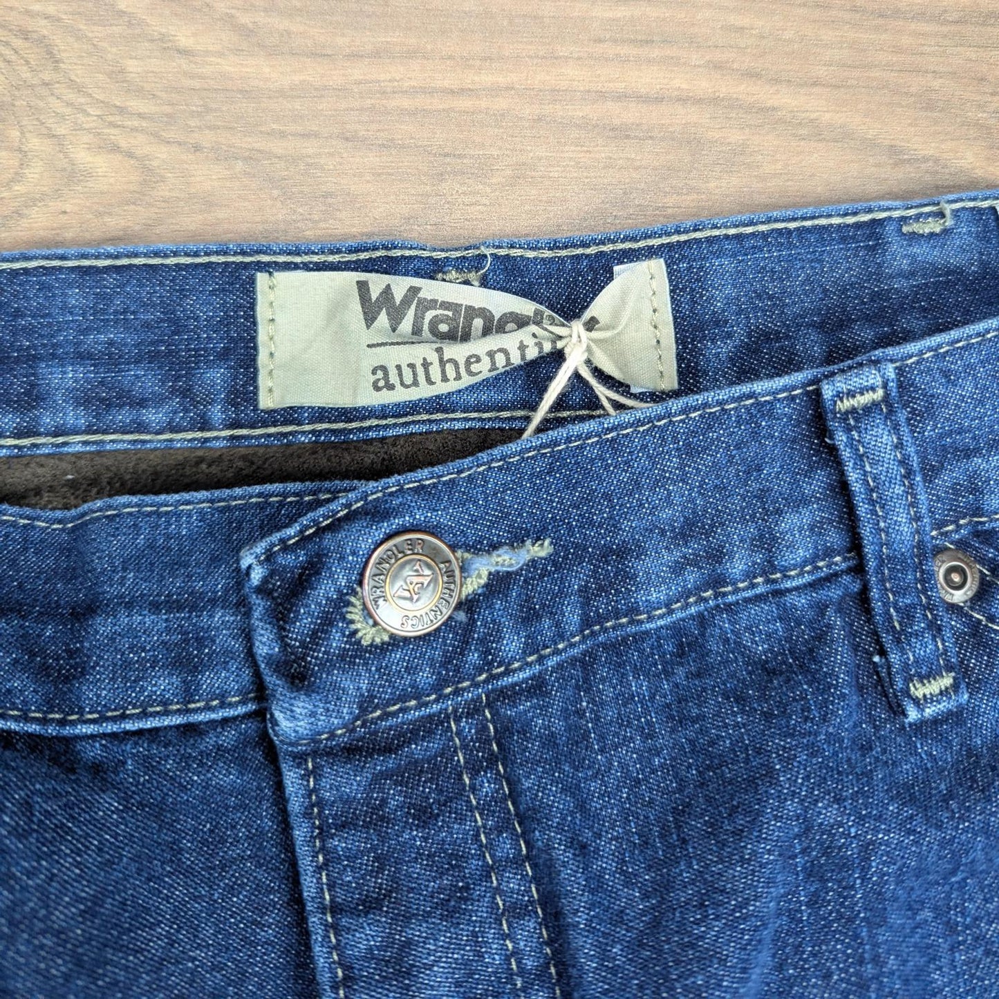 Blue Vintage Wrangler Fleece-Lined Jeans Baggy Carpenter Straight Leg W34 L30