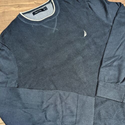 Nautica Navy Knitted Round Neck Jumper Sweatshirt Men's L