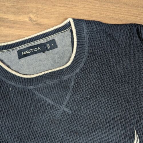 Nautica Navy Knitted Round Neck Jumper Sweatshirt Men's L