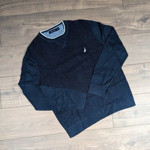 Nautica Navy Knitted Round Neck Jumper Sweatshirt Men's L