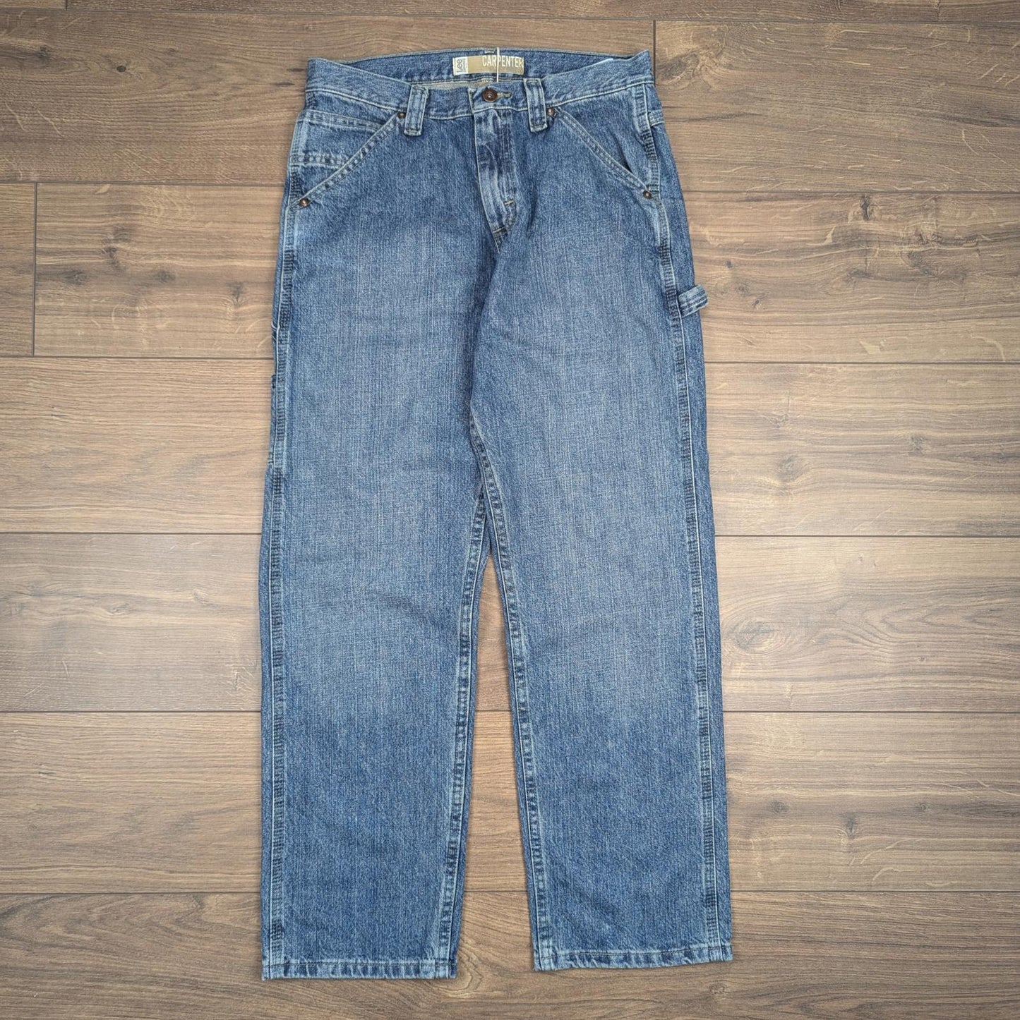 Blue Vintage Lee Dungaree Carpenter Jeans Baggy Skater Straight Leg W30 L30