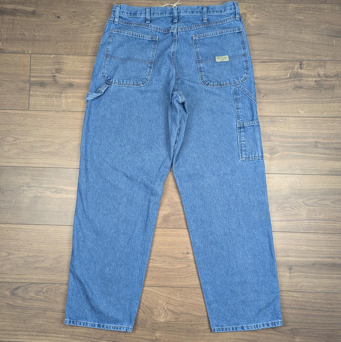 Blue Vintage Wrangler Carpenter Jeans Baggy Hip-Hop Skater Straight Leg W34 L32