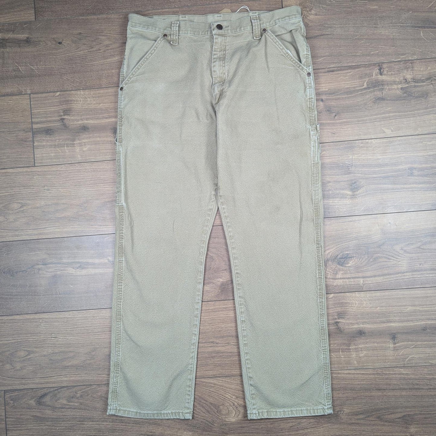 Tan Vintage Wrangler Carpenter Cargo Pants Jeans Baggy Straight Leg W36 L30