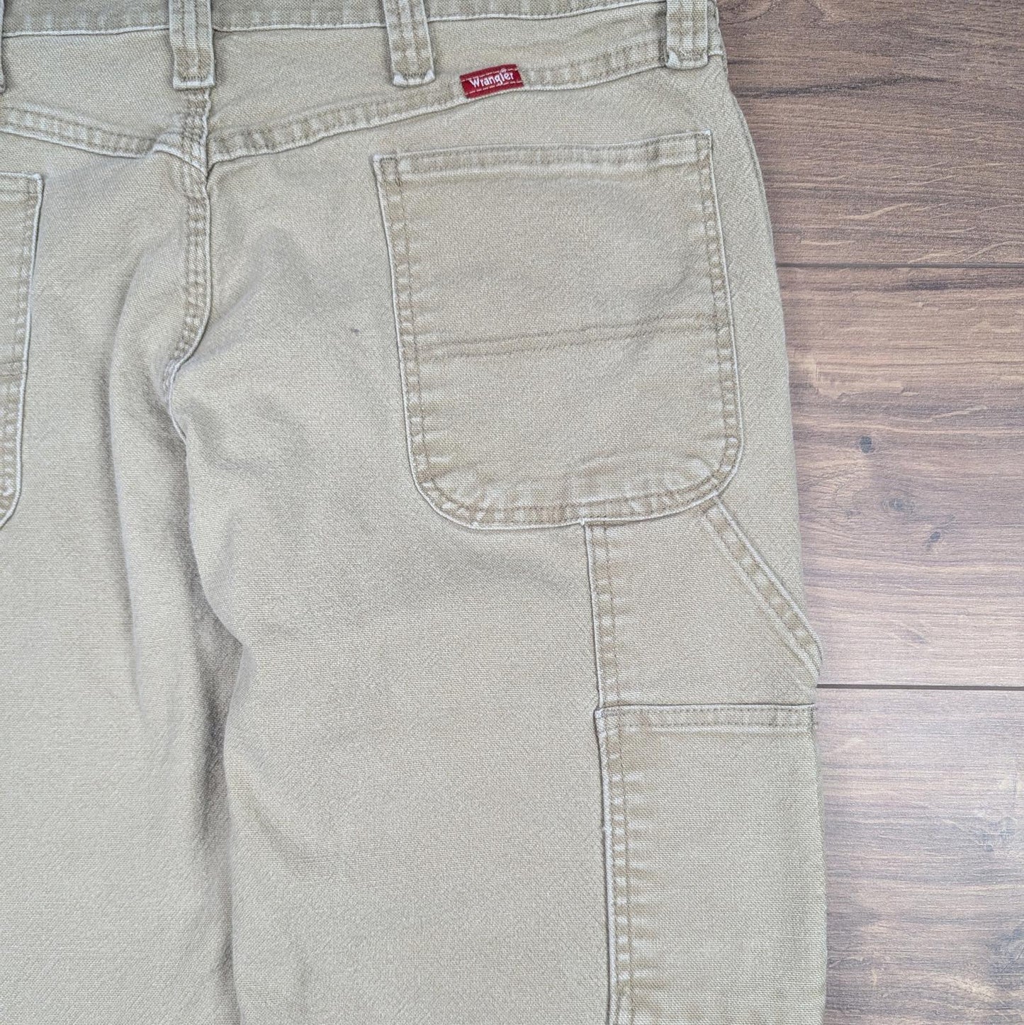 Tan Vintage Wrangler Carpenter Cargo Pants Jeans Baggy Straight Leg W36 L30