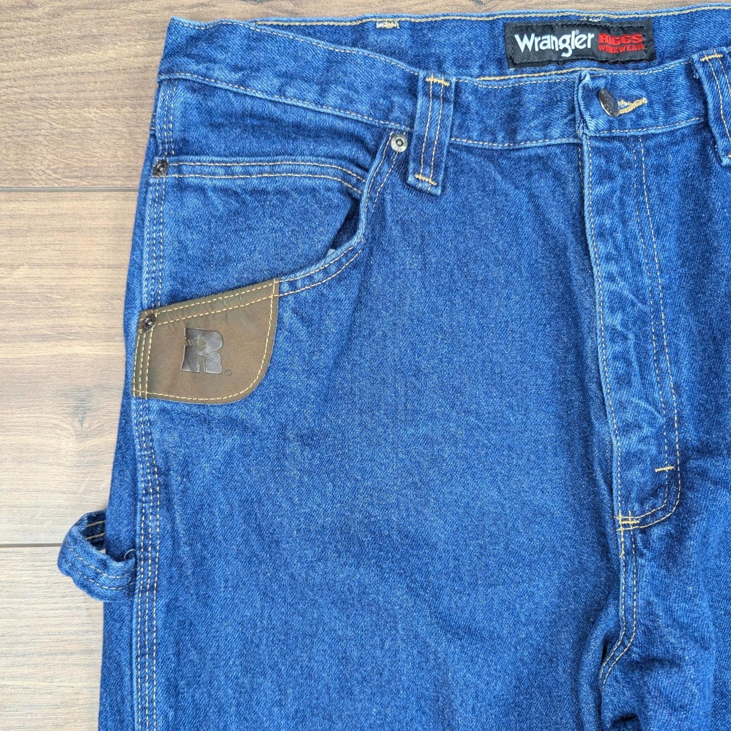Vintage Blue Wrangler Riggs Workwear Carpenter Jeans Straight Leg W36 L34