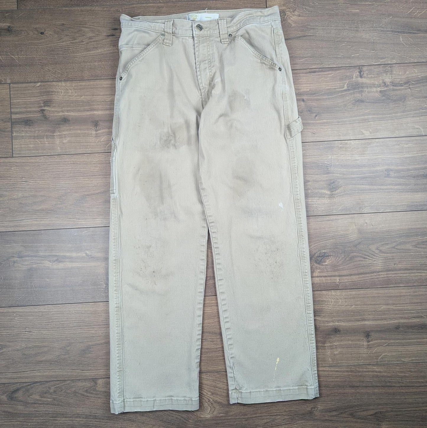 Beige Vintage Levi's Carpenter Jeans Baggy Cargo Skater Straight Leg W34 L30