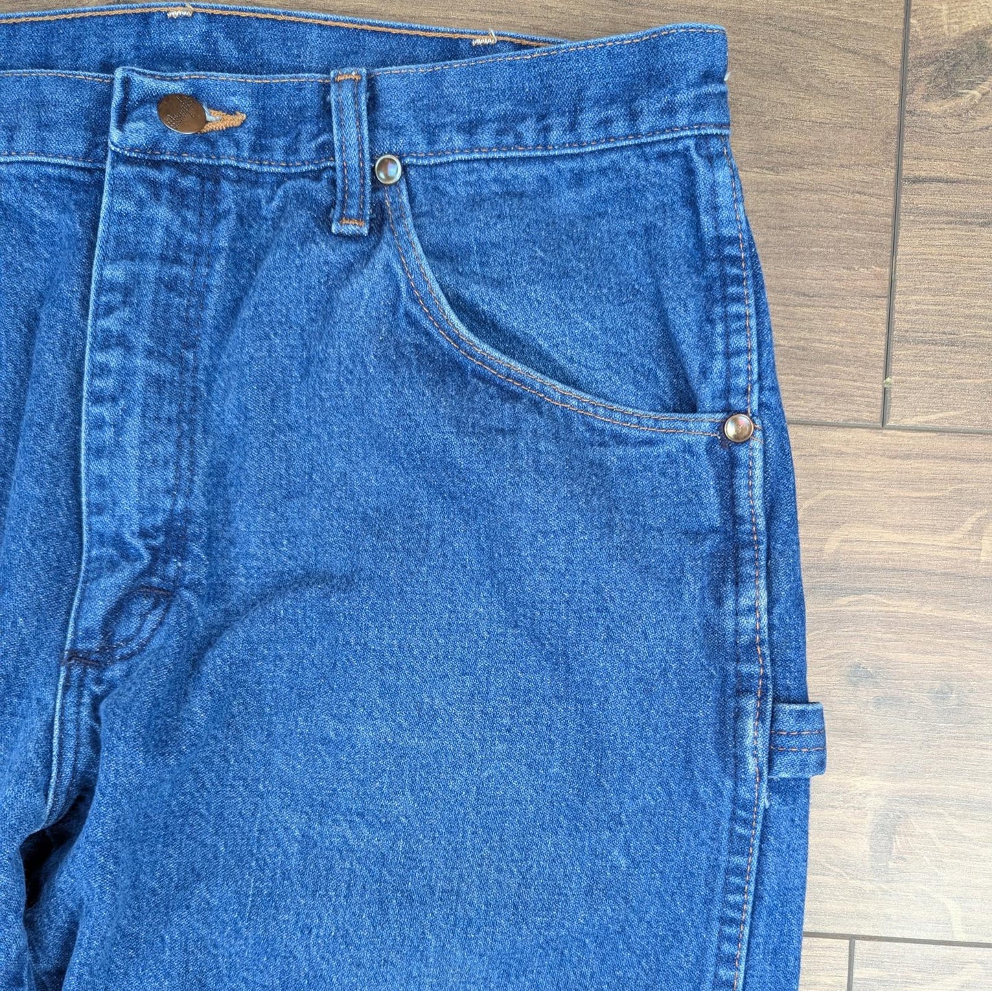 Blue Wrangler Vintage Jeans Carpenter Hip-Hop Straight Leg Baggy Fit W34 L26