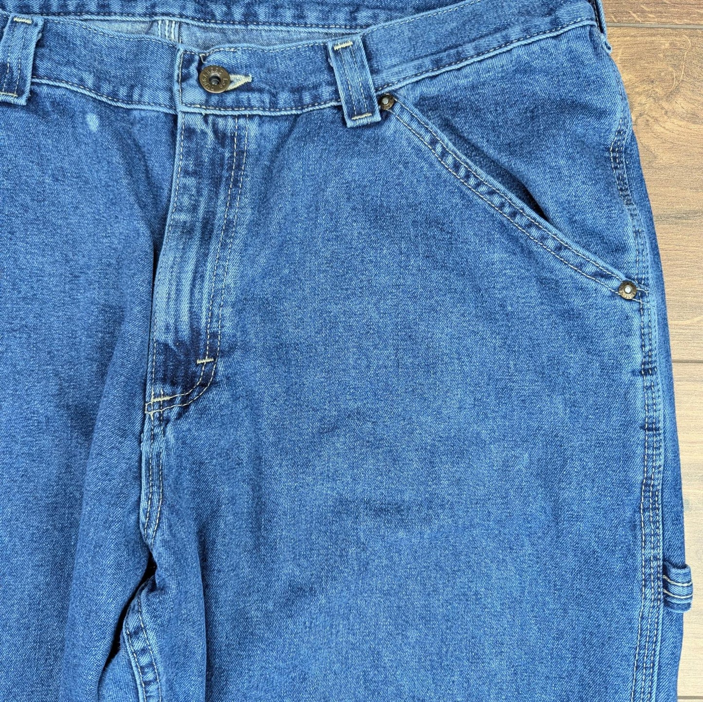 Blue Lee Dungarees Jeans Vintage 90's Baggy Carpenter Jeans Hip Hop Skater W38 L30