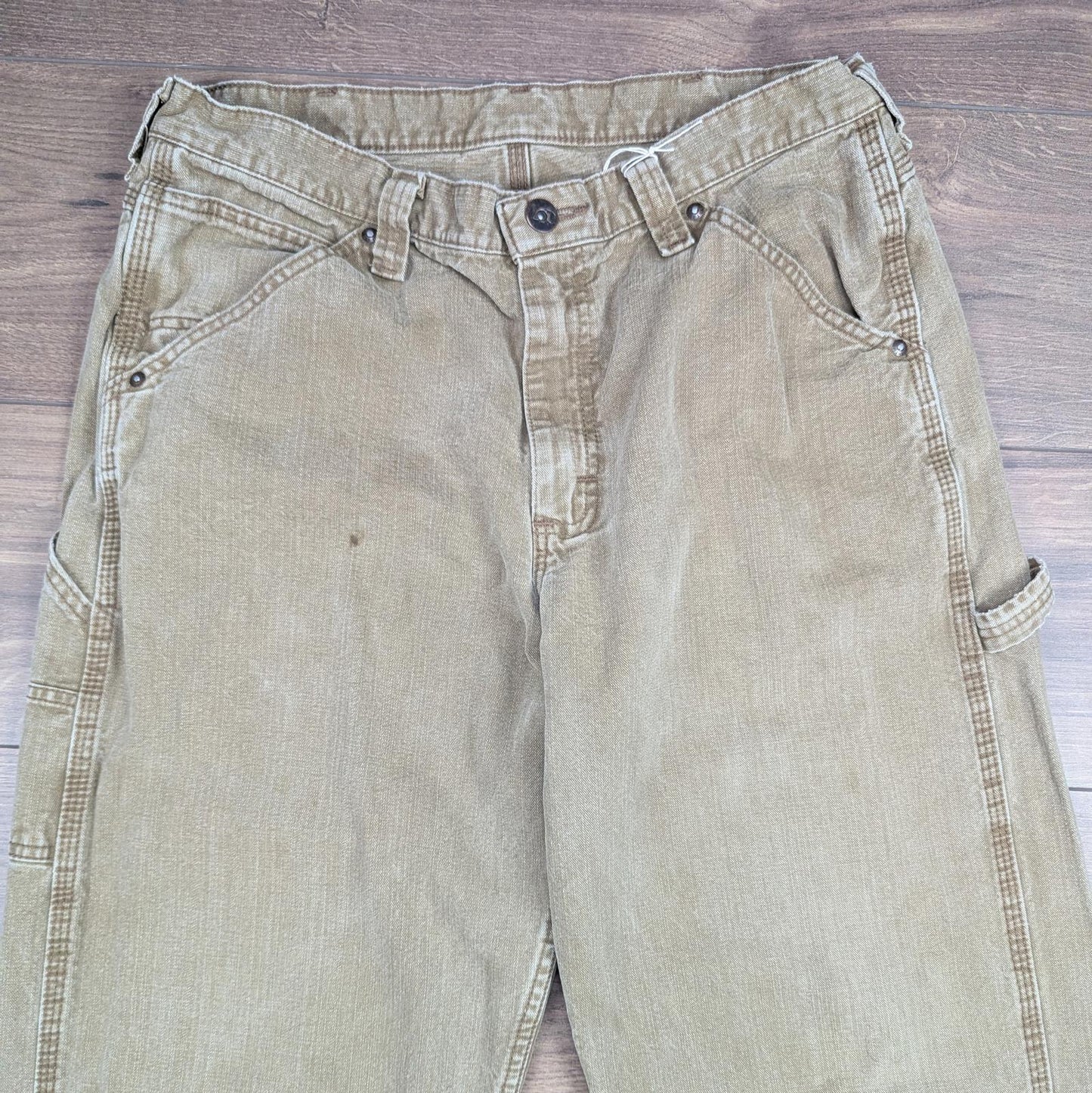 Tan 90's Vintage Lee Dungarees Carpenter Jeans Cargo Straight Leg W34 L31