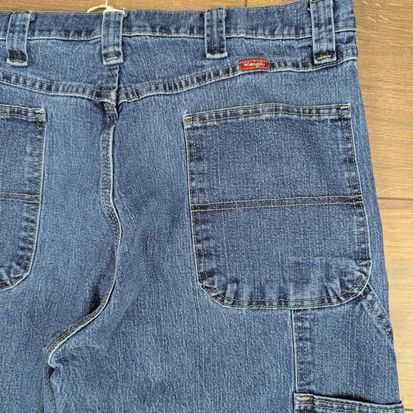 Blue Vintage Wrangler Carpenter Jeans Baggy Cargo Skater Straight Leg W36 L32
