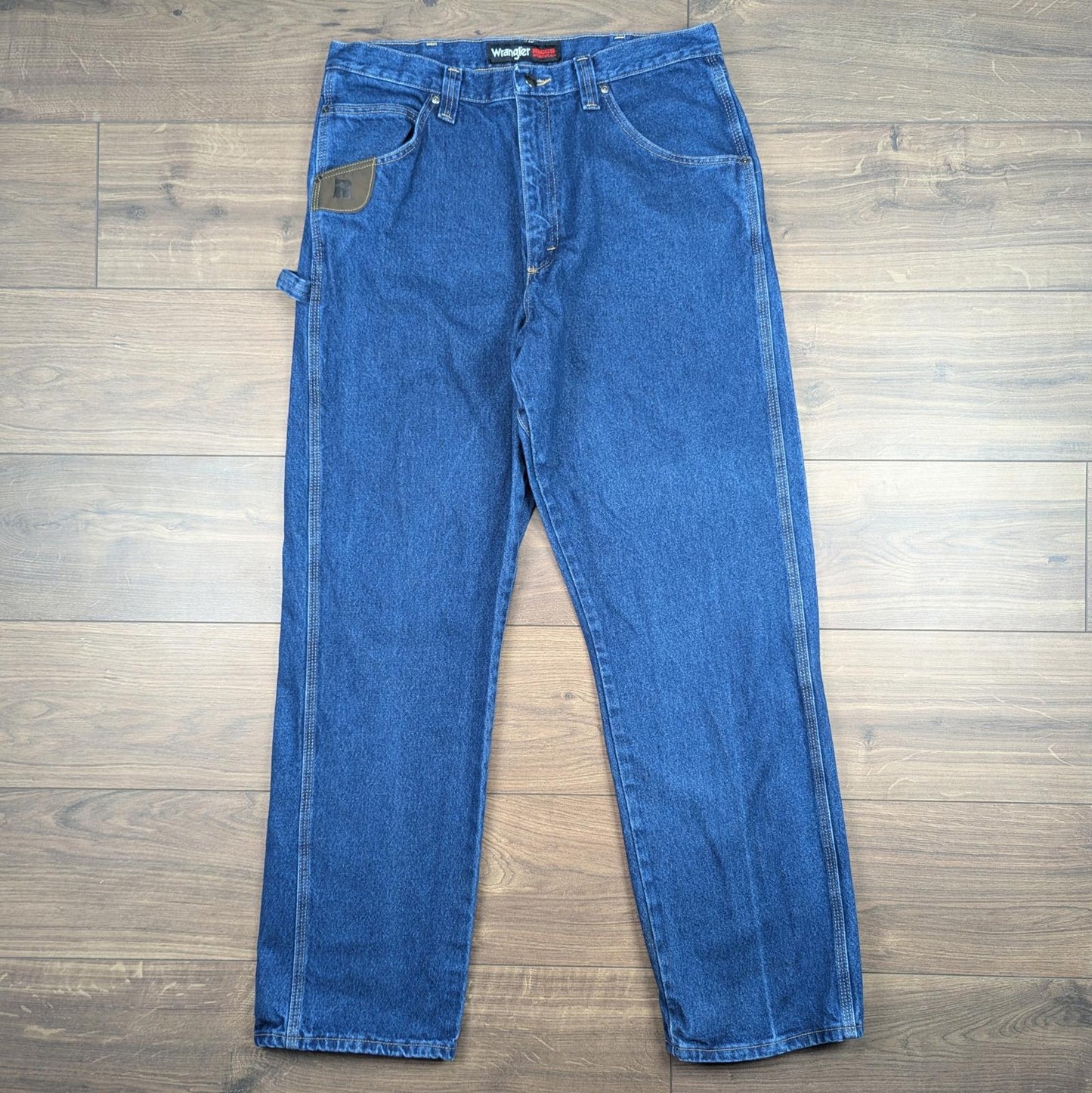 Vintage Blue Wrangler Riggs Workwear Carpenter Jeans Straight Leg W36 L34