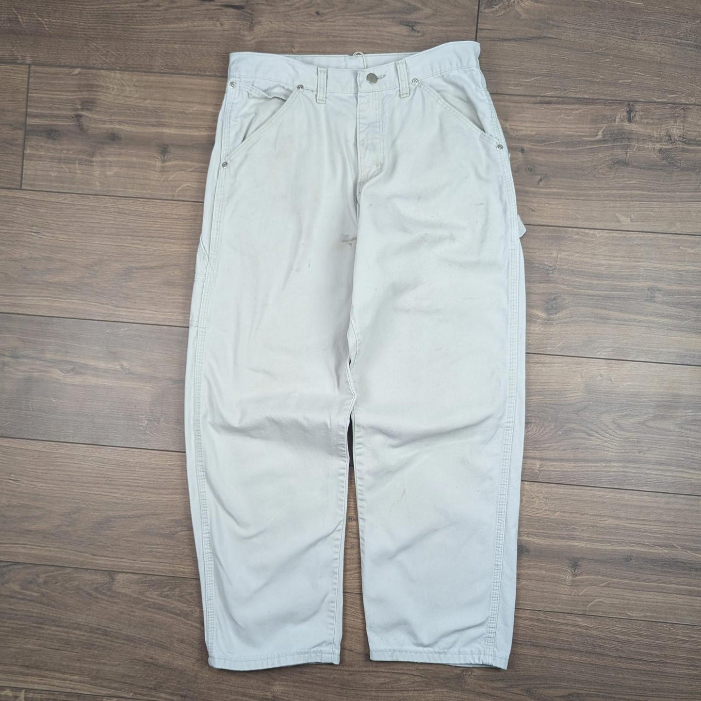 Vintage Beige Carpenter Pants Jeans Baggy Cargo Straight Leg W30 L28