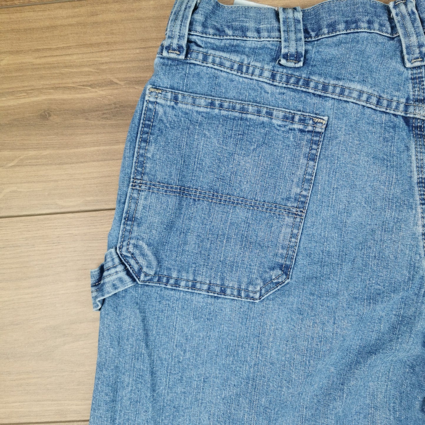 Vintage Wrangler Blue Denim Jean Shorts Jorts Carpenter Cargo Utility W36