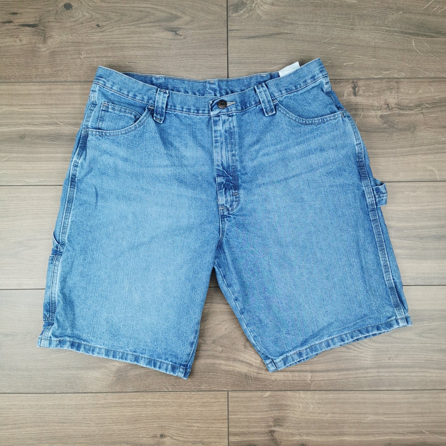 Vintage Wrangler Blue Denim Jean Shorts Jorts Carpenter Cargo Utility W36