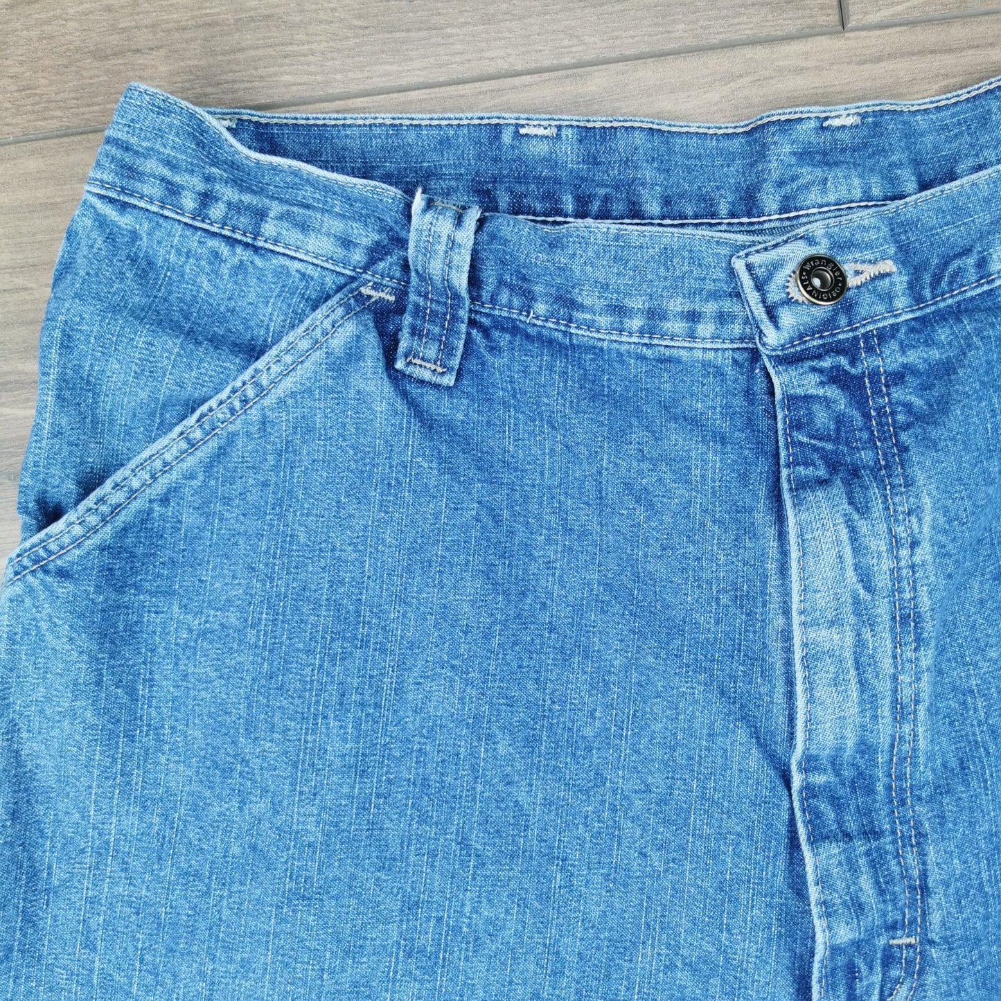 Vintage Wrangler Blue Denim Jean Shorts Jorts Carpenter Cargo Utility W36