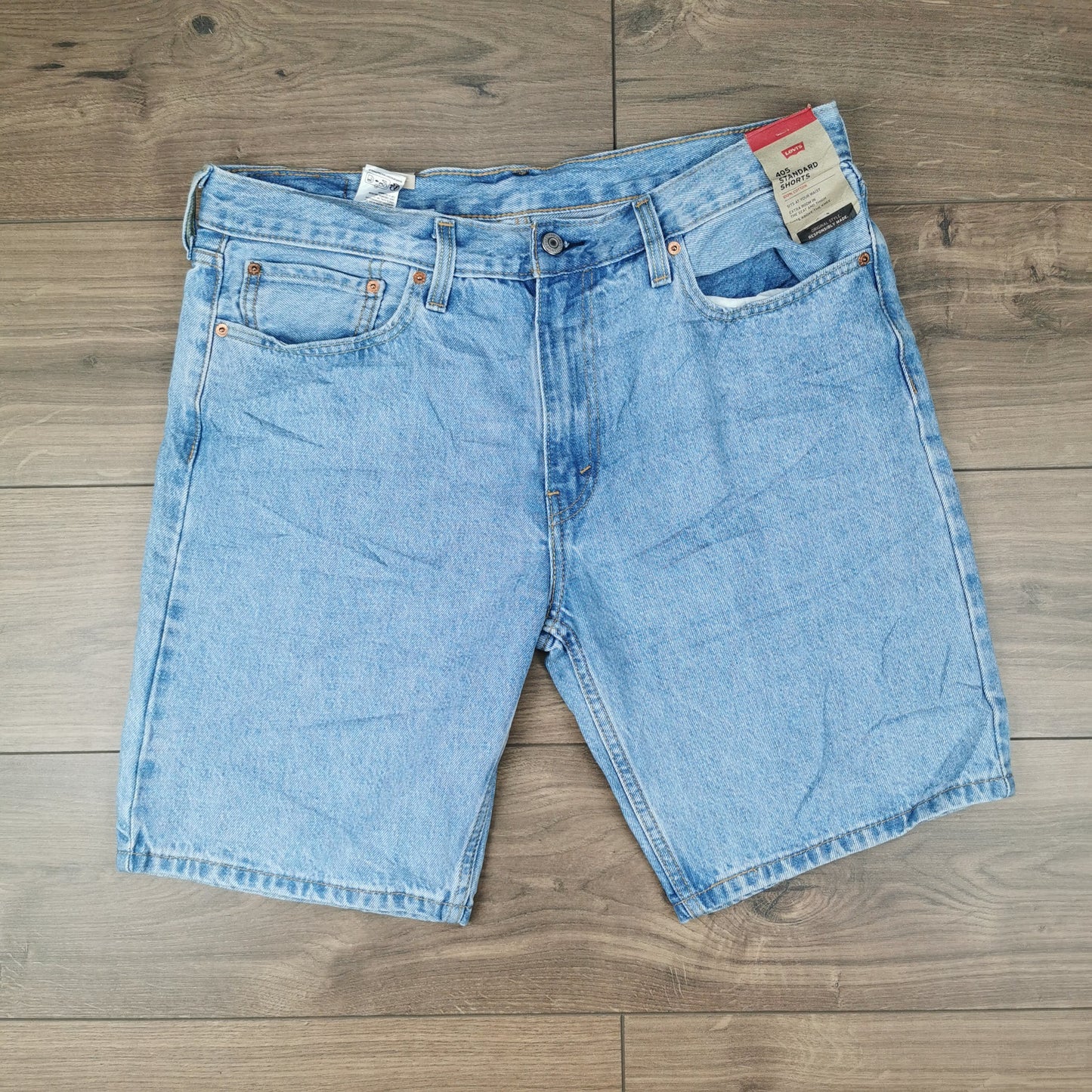 New Levi's 405 Standard Light Blue Denim Jean Shorts Jorts W36
