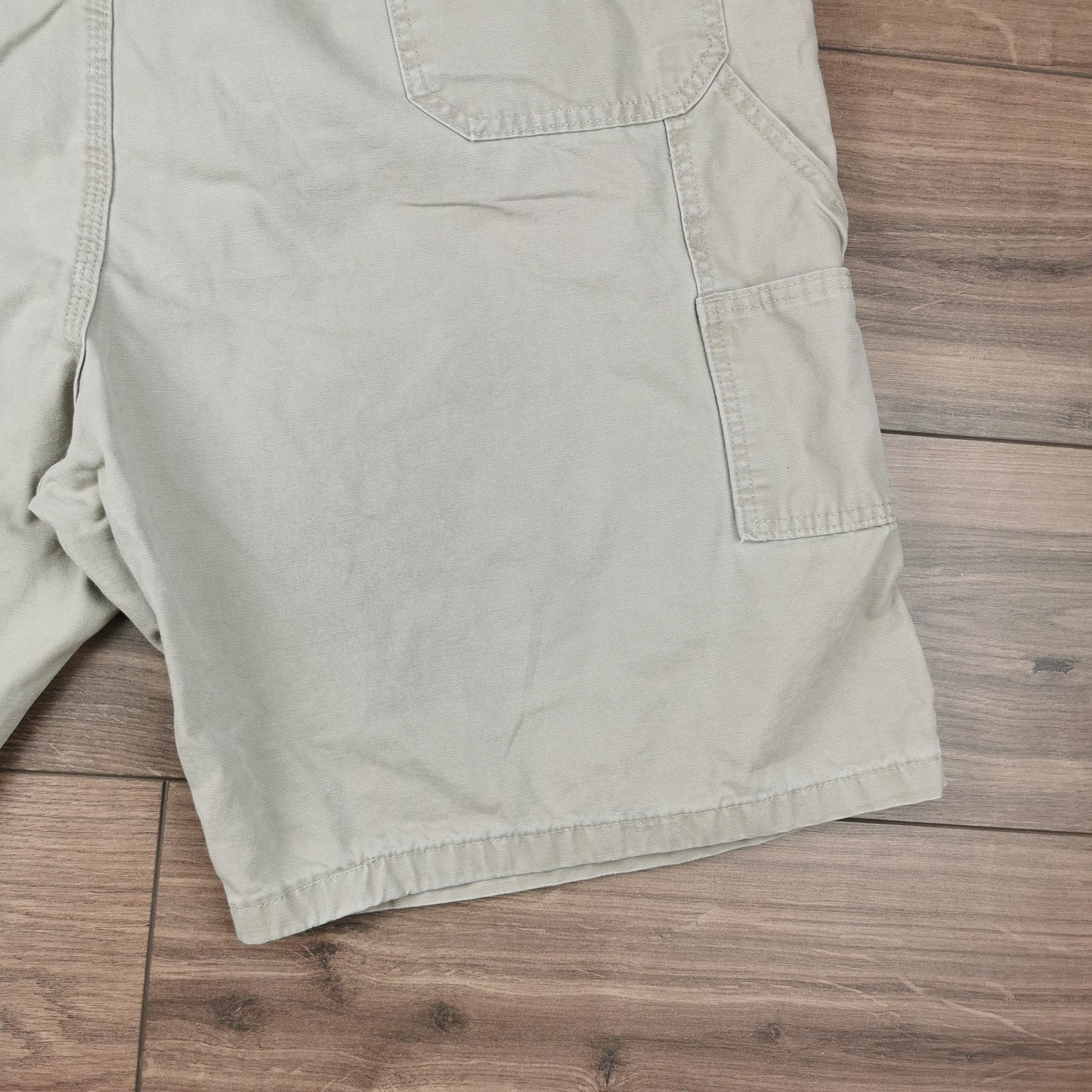 Beige Tan Vintage Wrangler Carpenter Cargo Utility Shorts Jorts W46