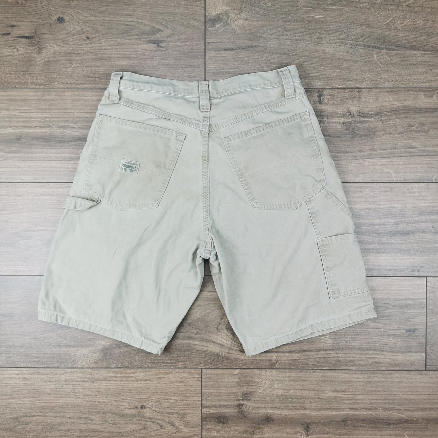 Vintage Wrangler Beige Denim Baggy Relaxed Shorts Jorts Carpenter Utility W32