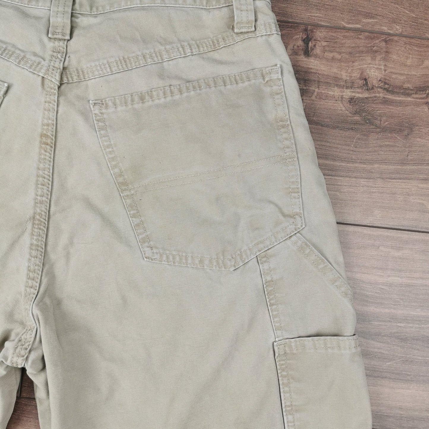 Vintage Wrangler Beige Denim Baggy Relaxed Shorts Jorts Carpenter Utility W32