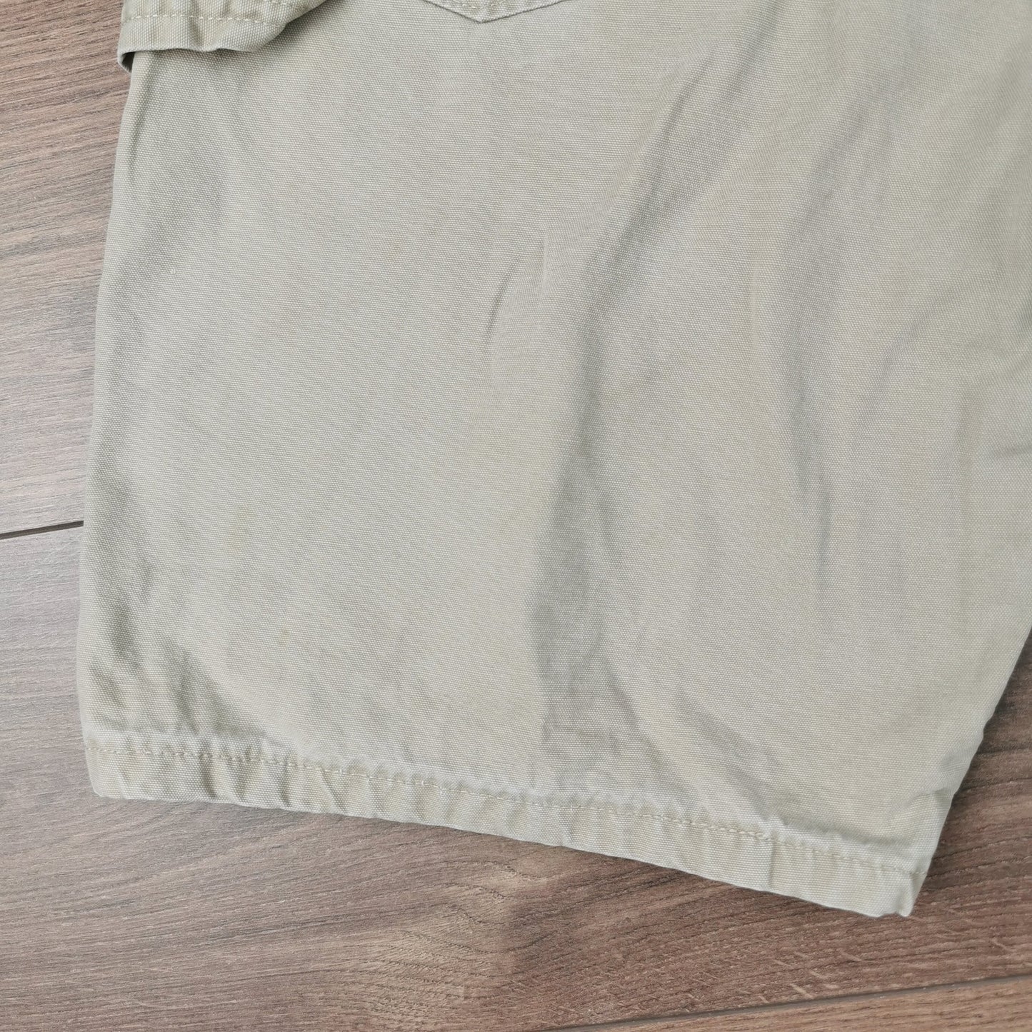 Vintage Wrangler Beige Denim Baggy Relaxed Shorts Jorts Carpenter Utility W32