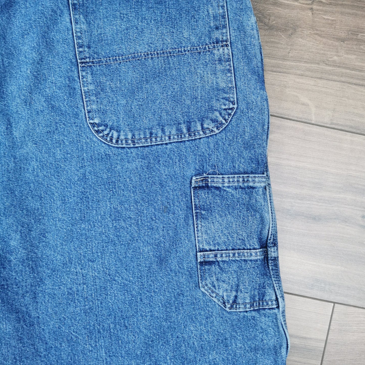 Vintage Wrangler Blue Carpenter Denim Shorts Jorts Utility Baggy Relaxed Fit W40