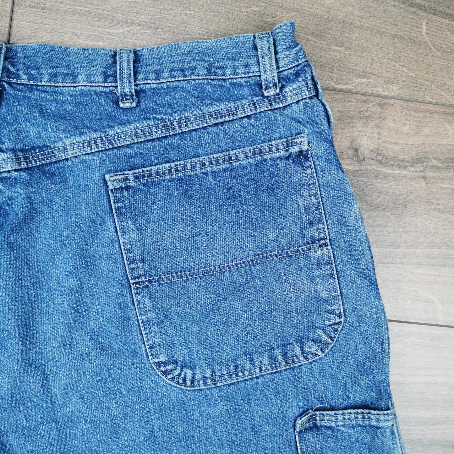 Vintage Wrangler Blue Carpenter Denim Shorts Jorts Utility Baggy Relaxed Fit W40