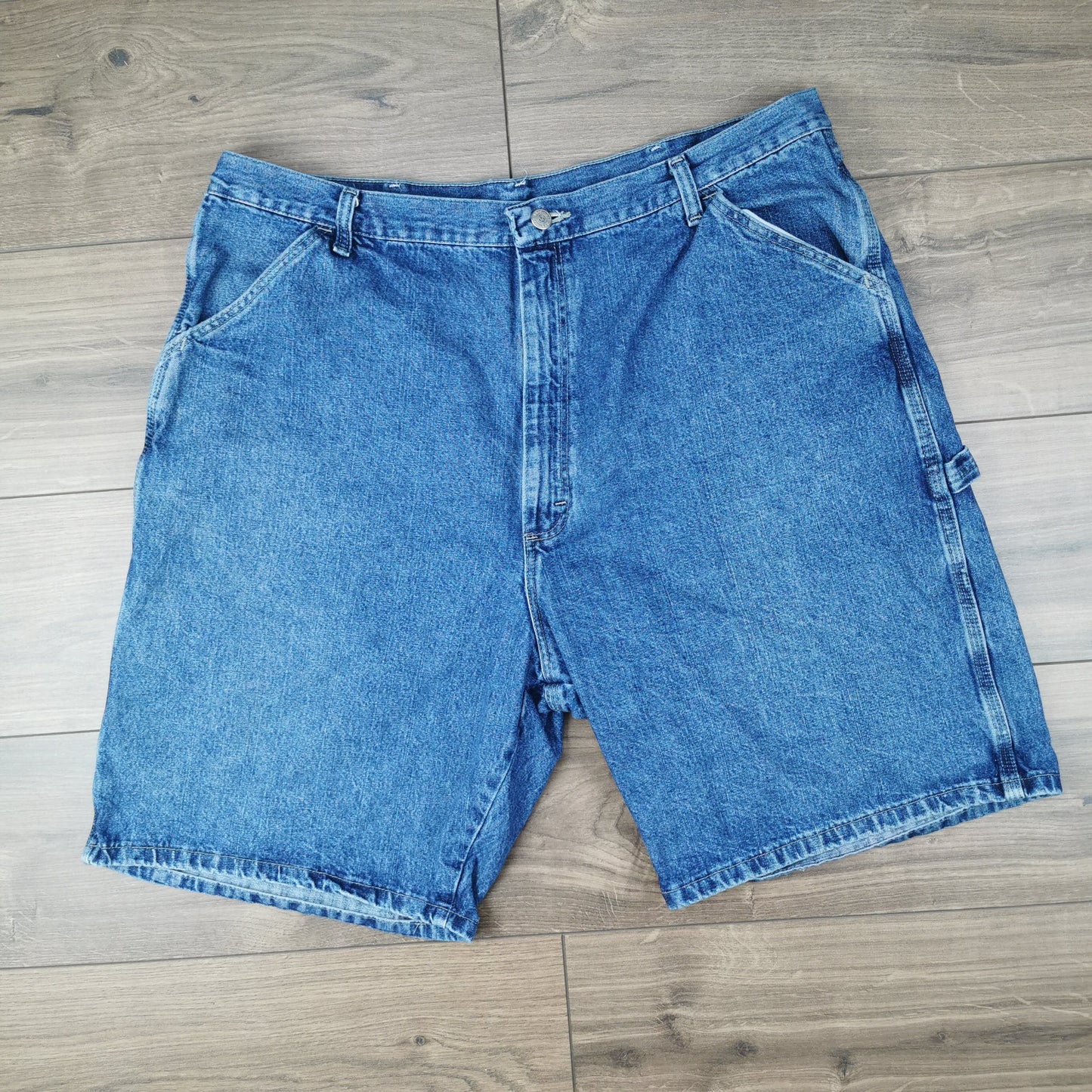 Vintage Wrangler Blue Carpenter Denim Shorts Jorts Utility Baggy Relaxed Fit W40