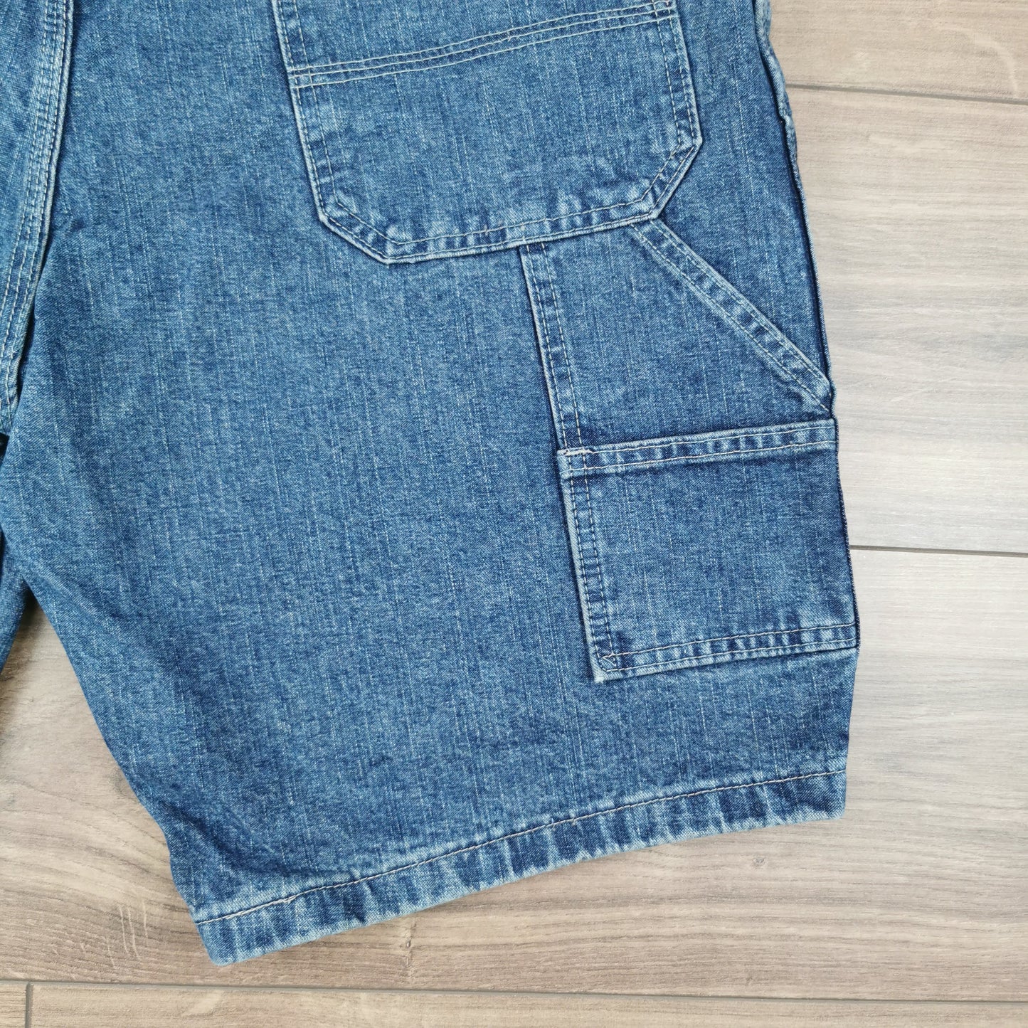 Vintage Wrangler Blue Denim Shorts Jorts Carpenter Utility Baggy Relaxed Fit W34