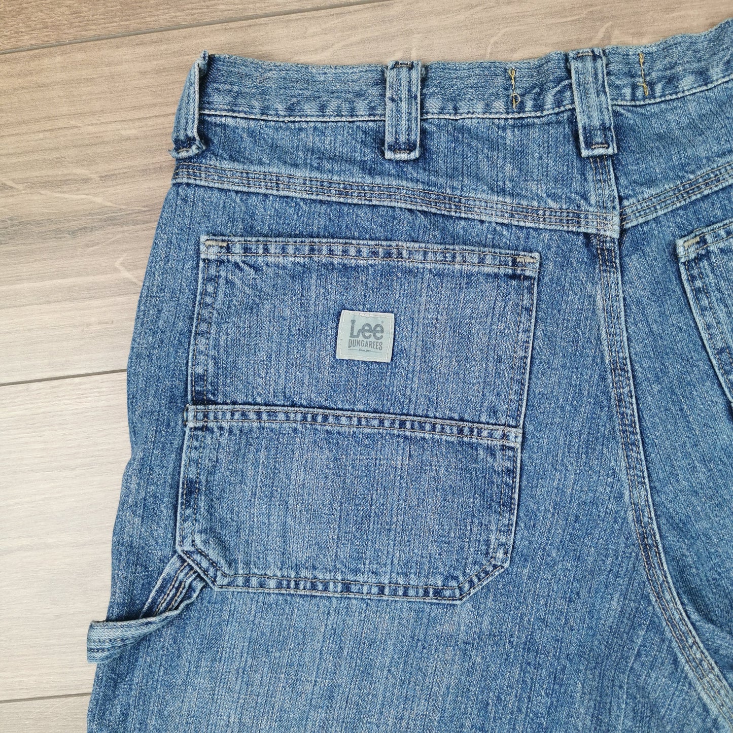 Vintage Lee Dungarees Blue Denim Shorts Jorts Carpenter Baggy Relaxed Fit W38