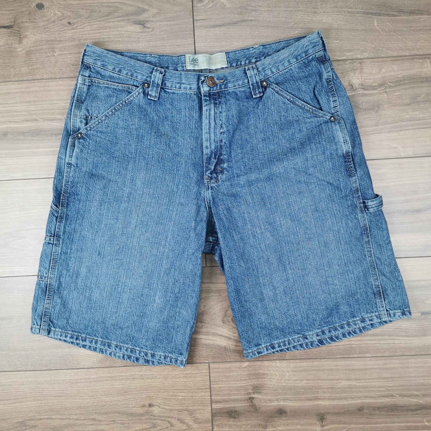 Vintage Lee Dungarees Blue Denim Shorts Jorts Carpenter Baggy Relaxed Fit W38