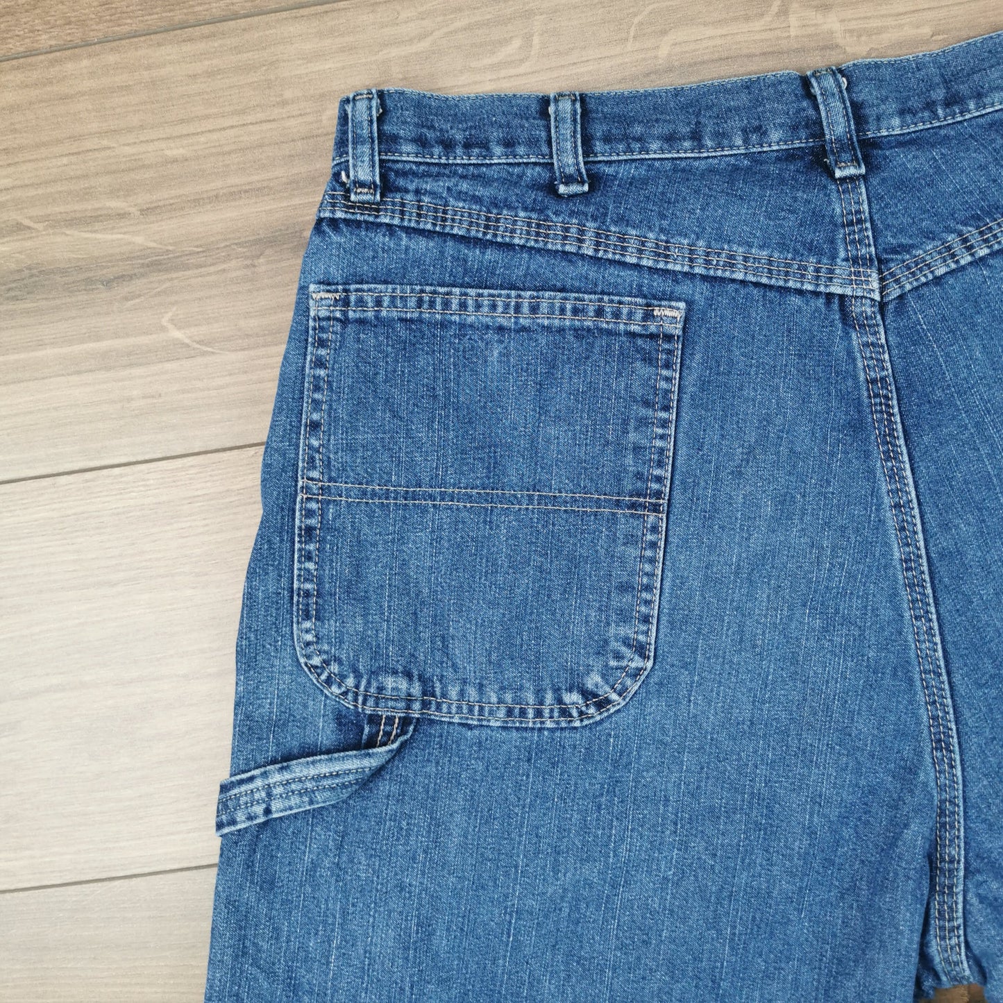 Vintage Wrangler Blue Denim Shorts Jorts Carpenter Utility Baggy Relaxed Fit W36