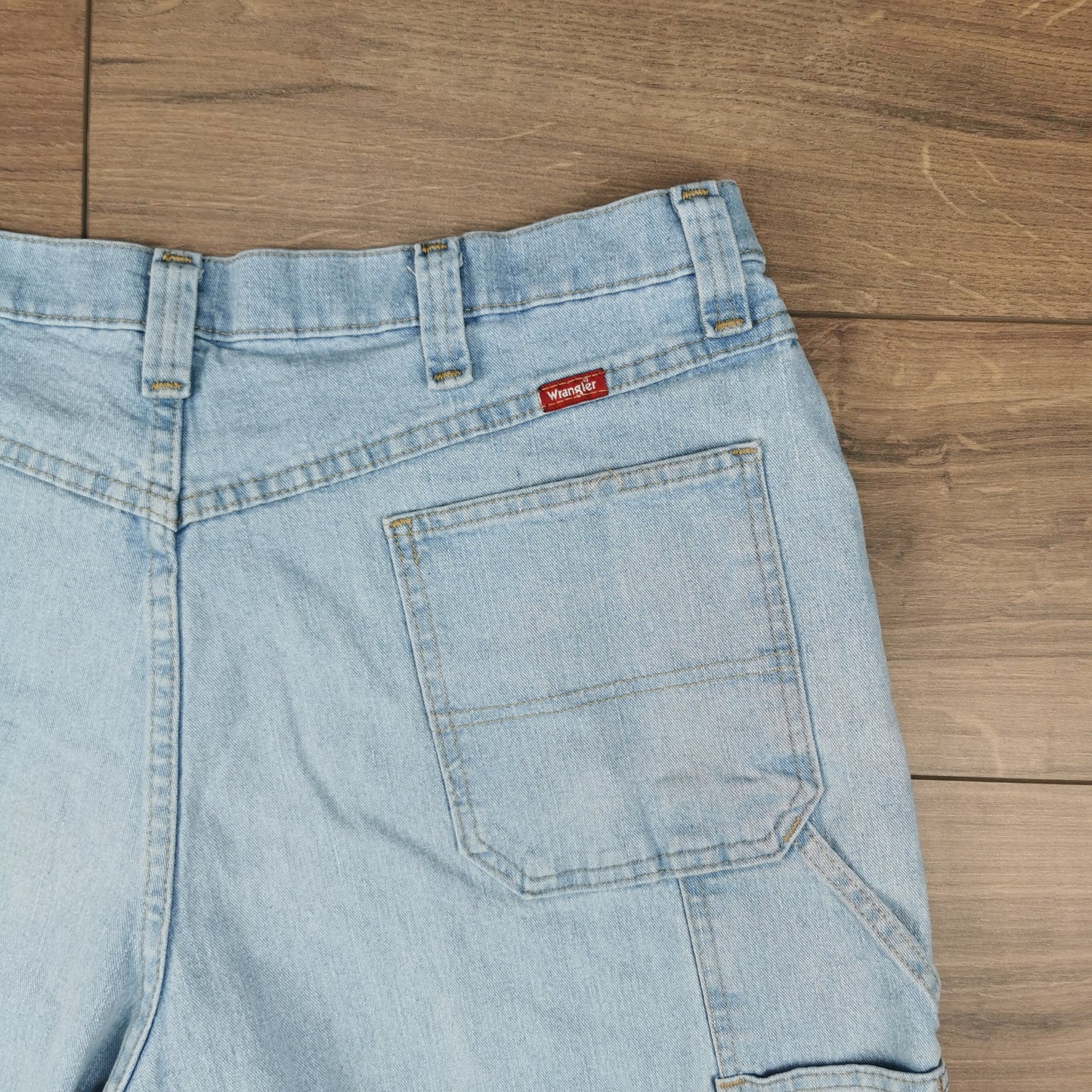 Vintage Wrangler Blue Denim Shorts Jorts Carpenter Utility Baggy Relaxed Fit W38