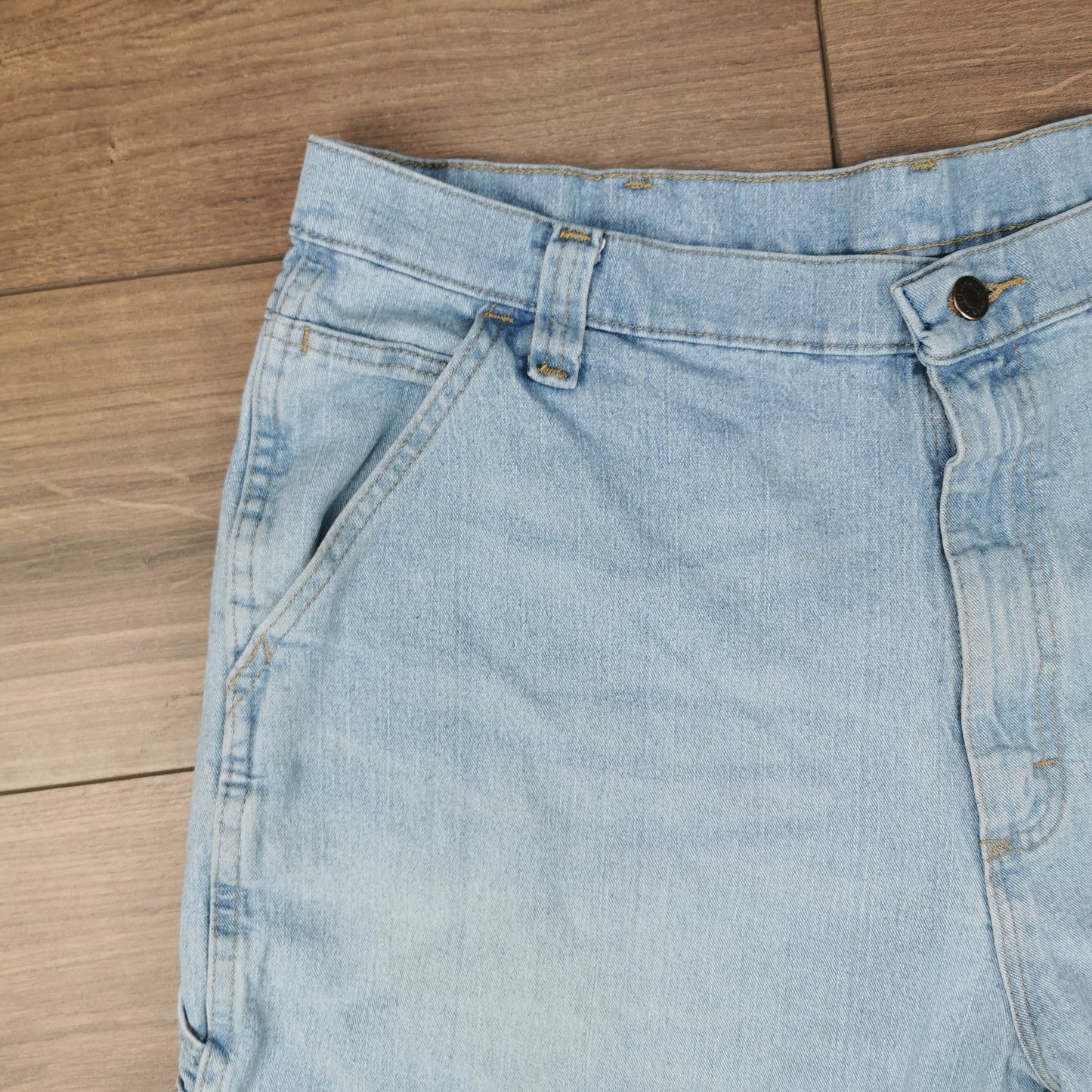 Vintage Wrangler Blue Denim Shorts Jorts Carpenter Utility Baggy Relaxed Fit W38