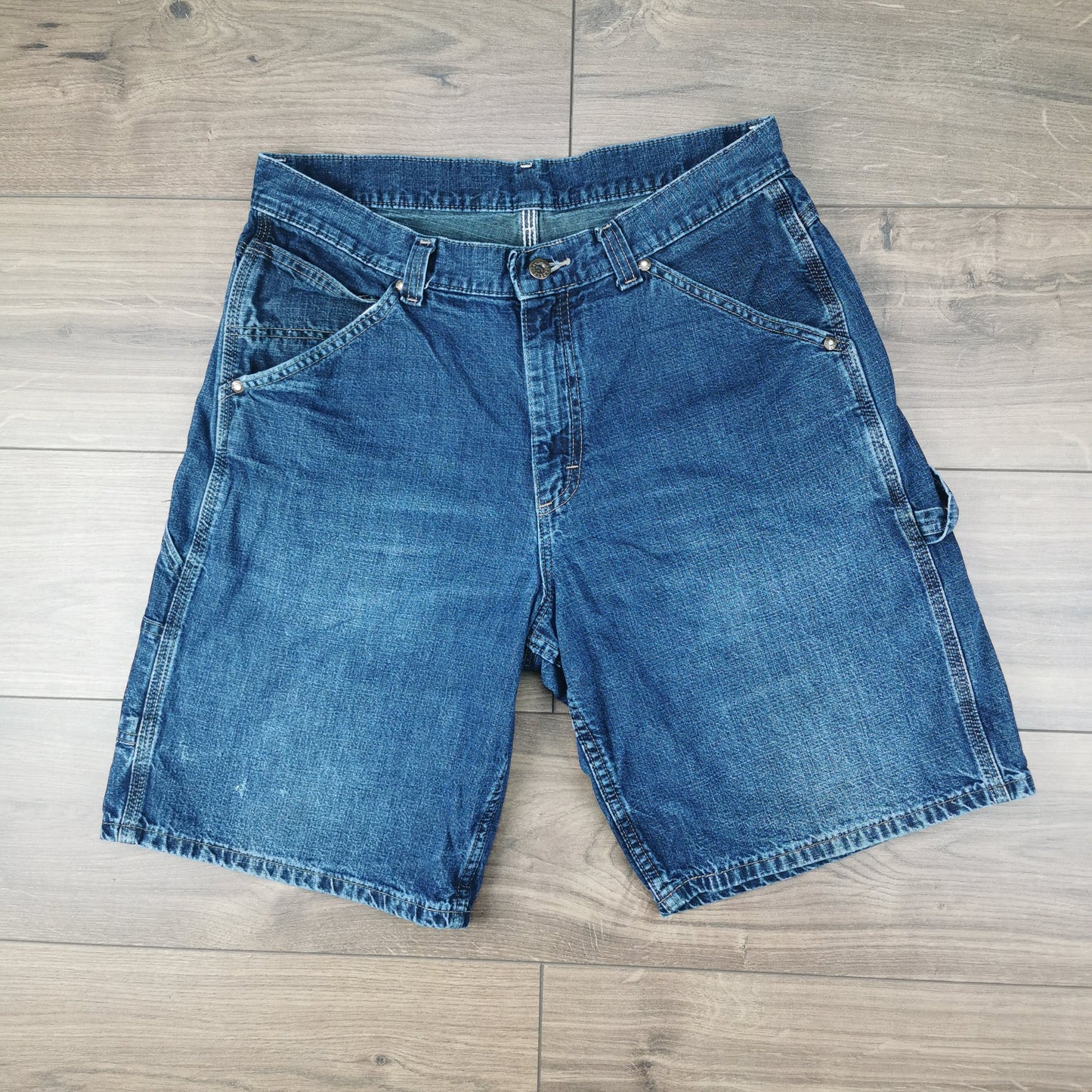 Vintage Lee Dungarees Blue Denim Shorts Jorts Carpenter Baggy Relaxed Fit W33
