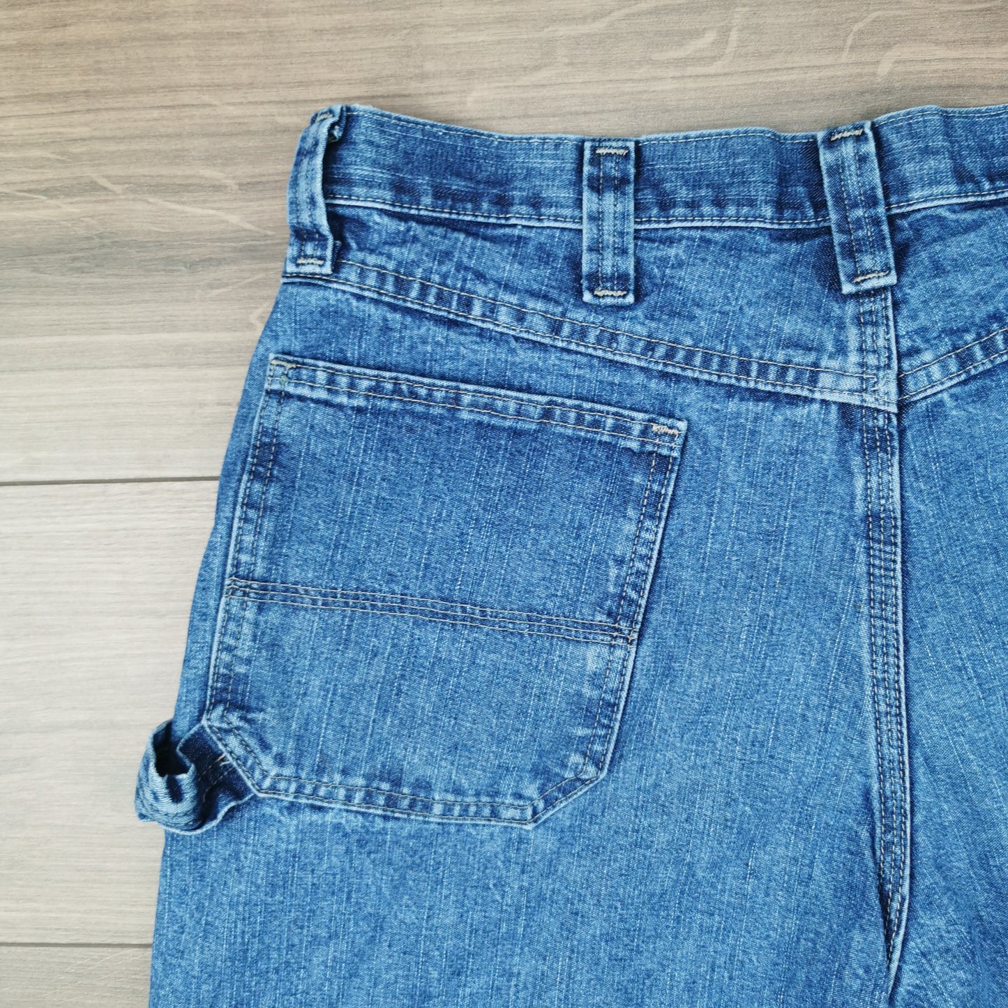 Vintage Wrangler Blue Denim Shorts Jorts Carpenter Utility Baggy Relaxed Fit W34