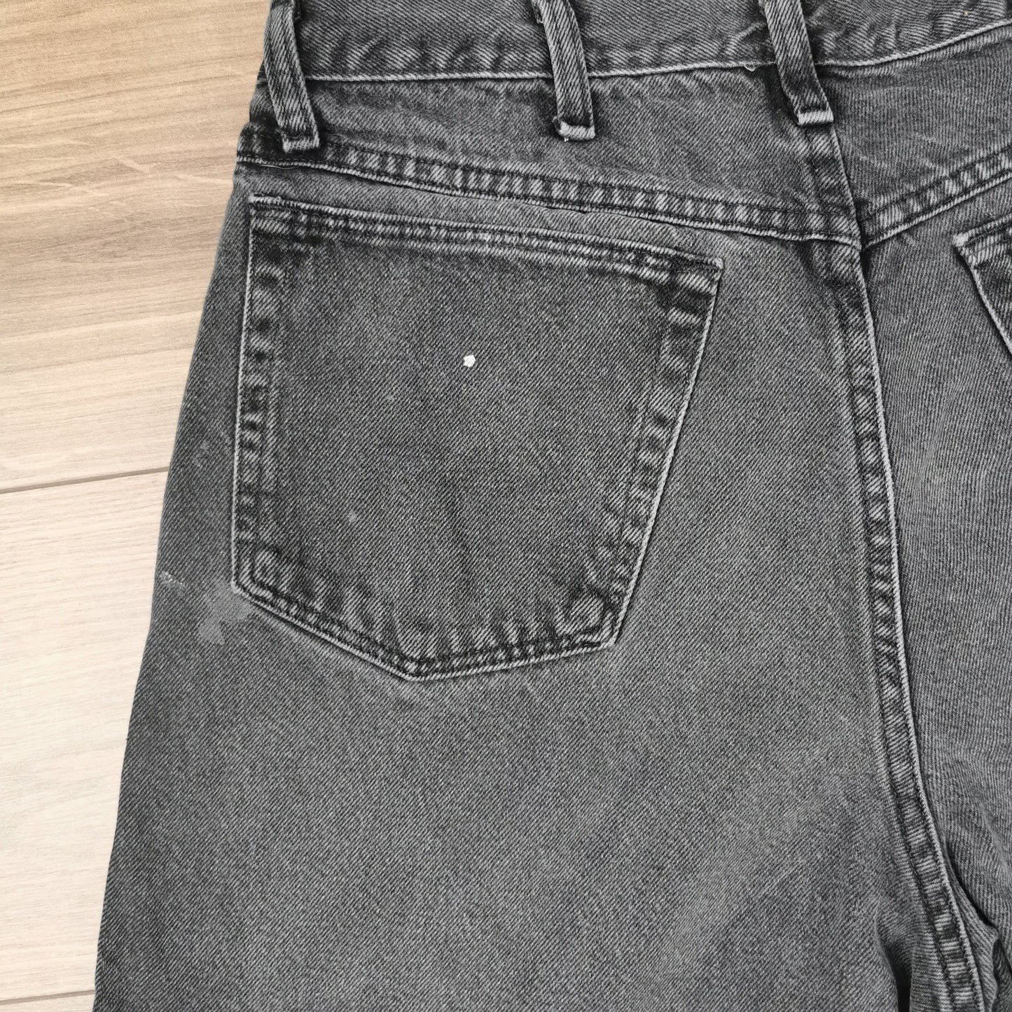 Vintage Wrangler Black Denim Shorts Jorts Baggy Relaxed Fit Dark Wash W34