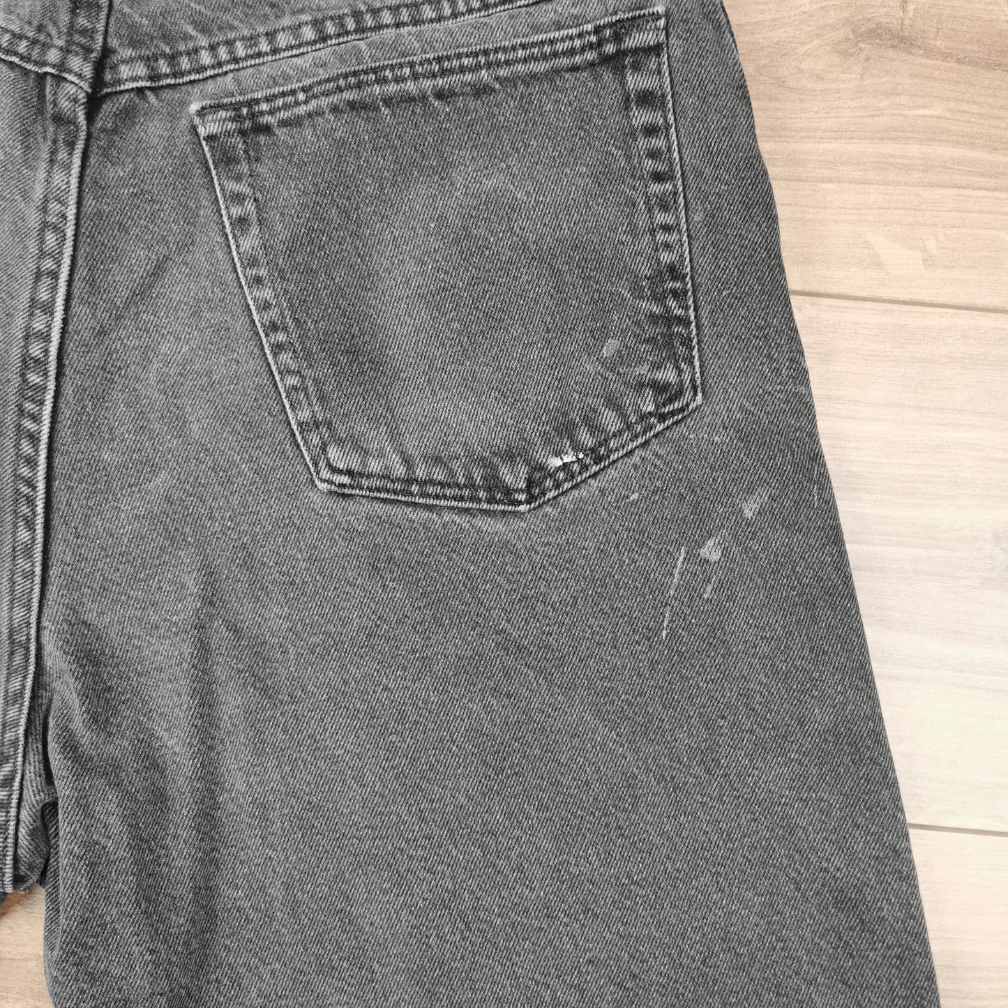 Vintage Wrangler Black Denim Shorts Jorts Baggy Relaxed Fit Dark Wash W34