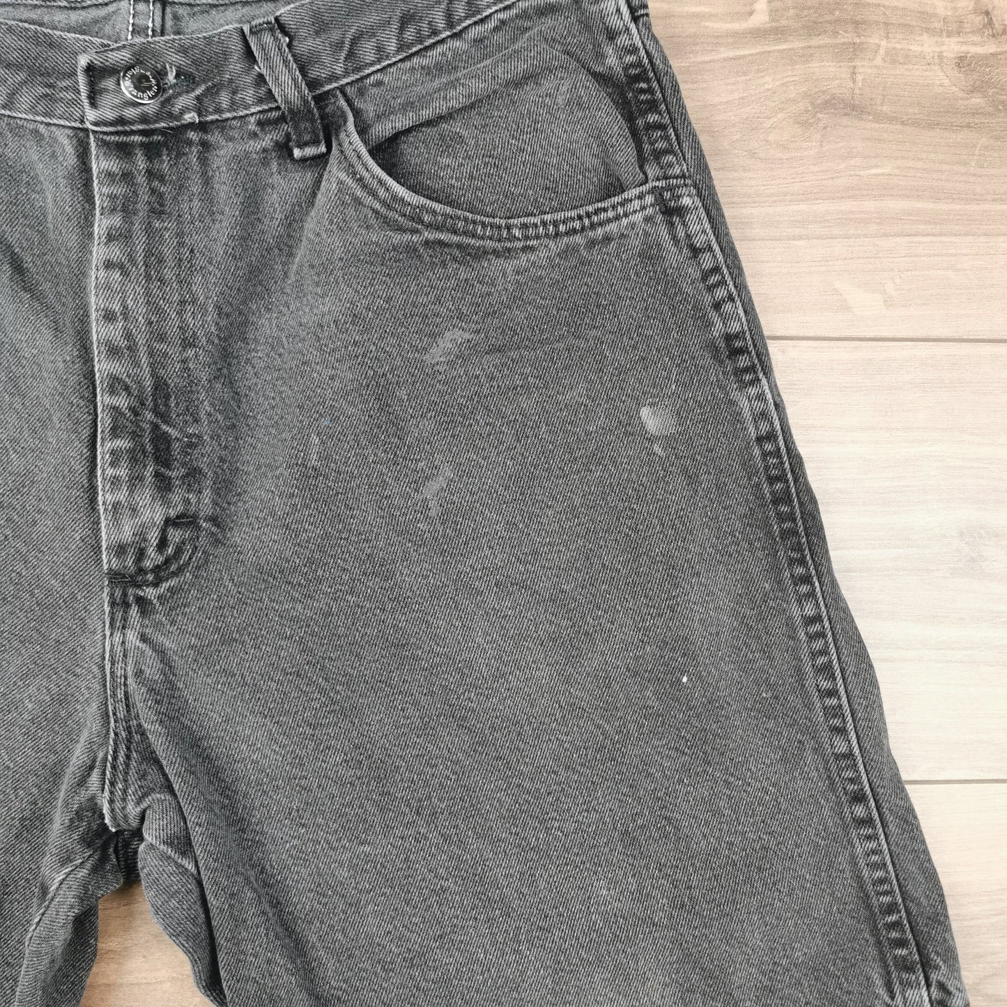 Vintage Wrangler Black Denim Shorts Jorts Baggy Relaxed Fit Dark Wash W34