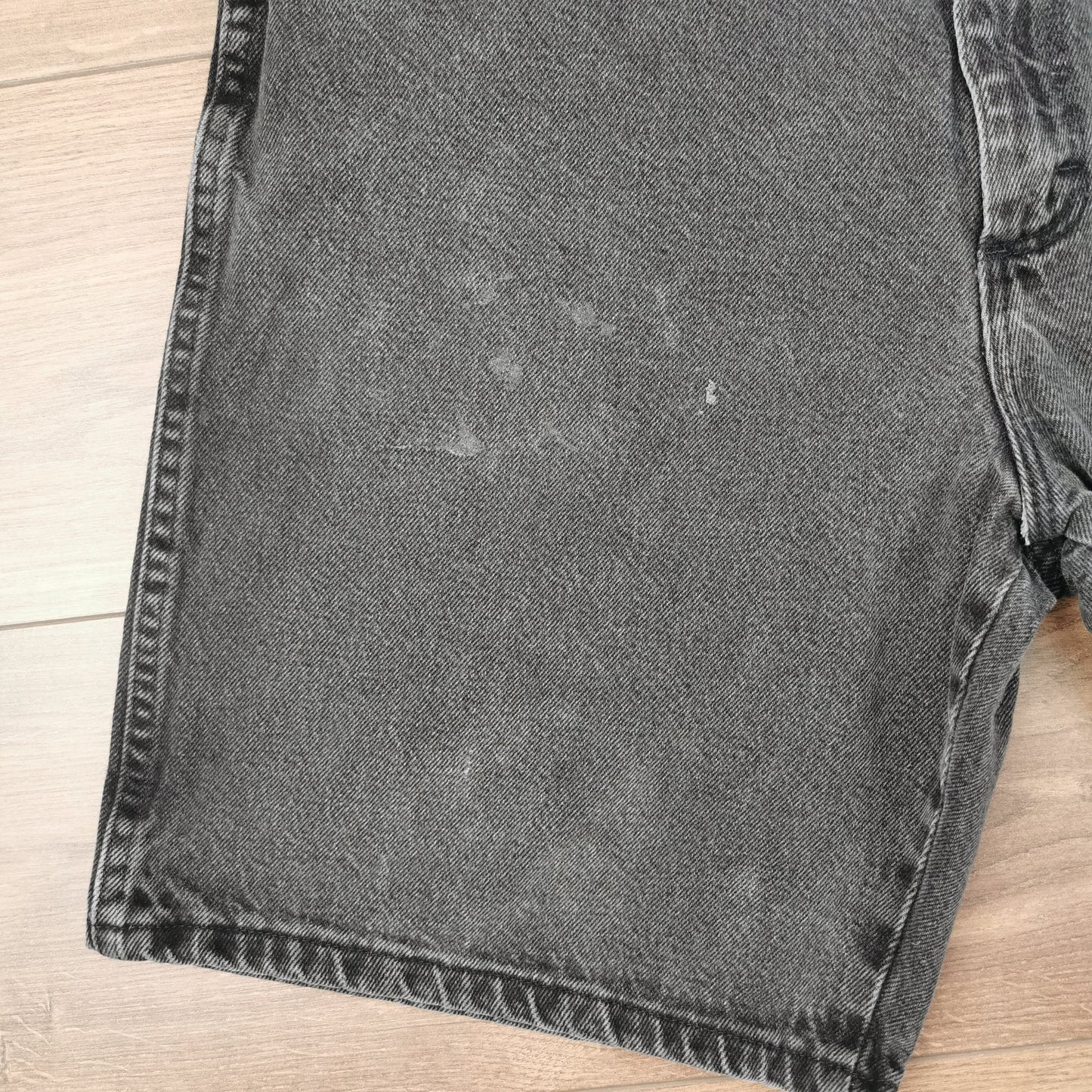 Vintage Wrangler Black Denim Shorts Jorts Baggy Relaxed Fit Dark Wash W34