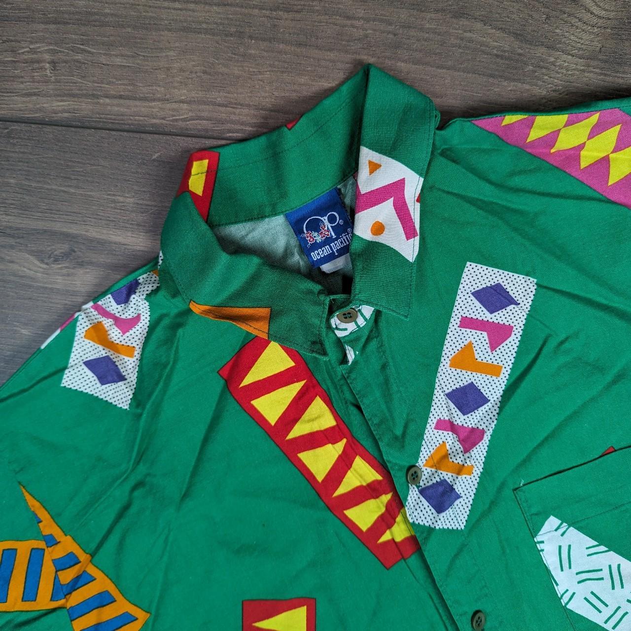 Rare 80's Vintage Green Ocean Pacific Hawaiian Surf Shirt