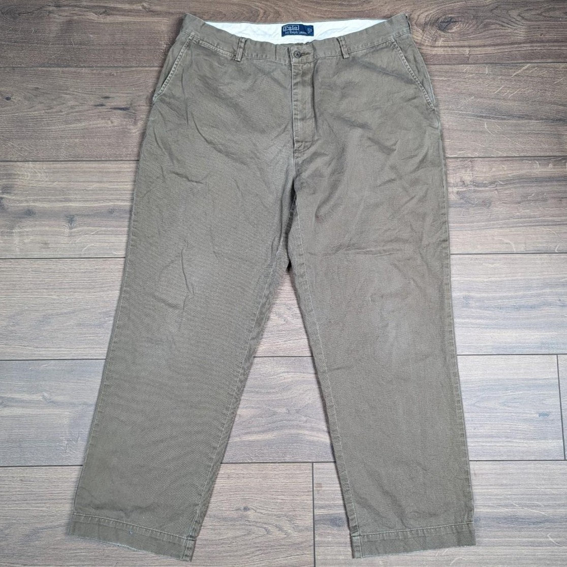 Brown Vintage 80's Ralph Lauren Classic Straight Leg Chino Trousers W38 L30