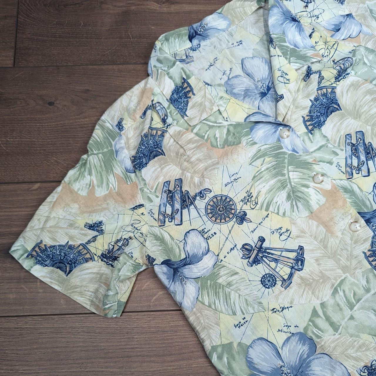Vintage 90s 00s Compass pattern Hawaiian shirt blouse women's size XL