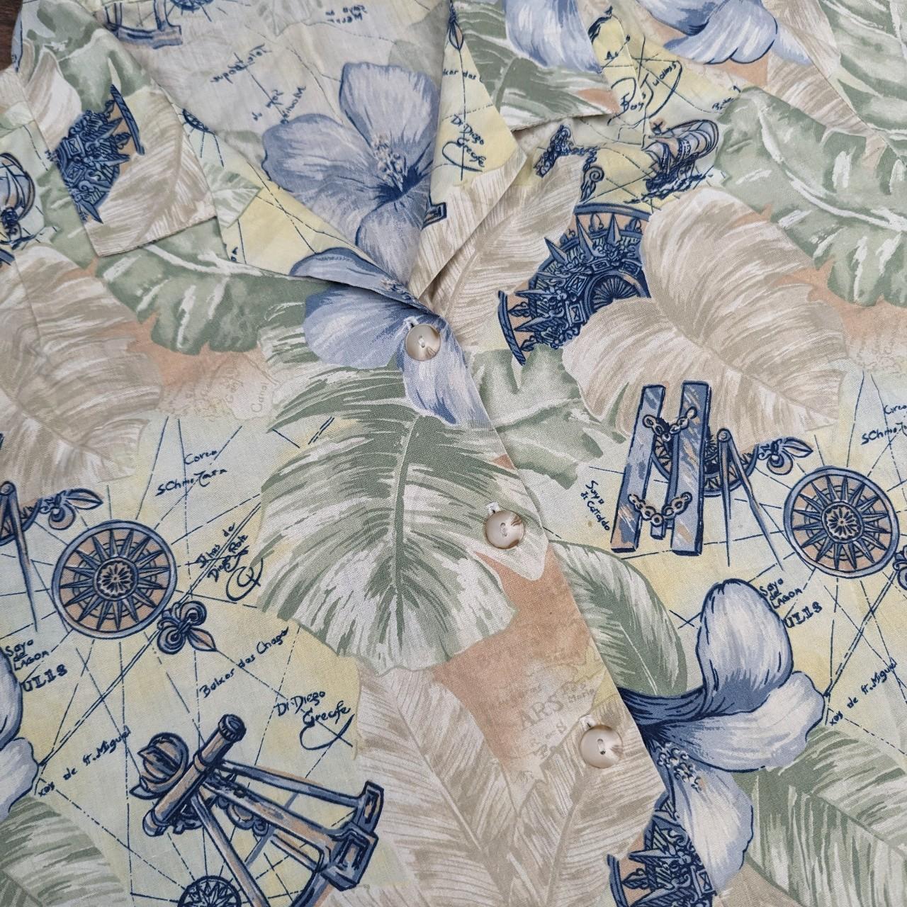 Vintage 90s 00s Compass pattern Hawaiian shirt blouse women's size XL