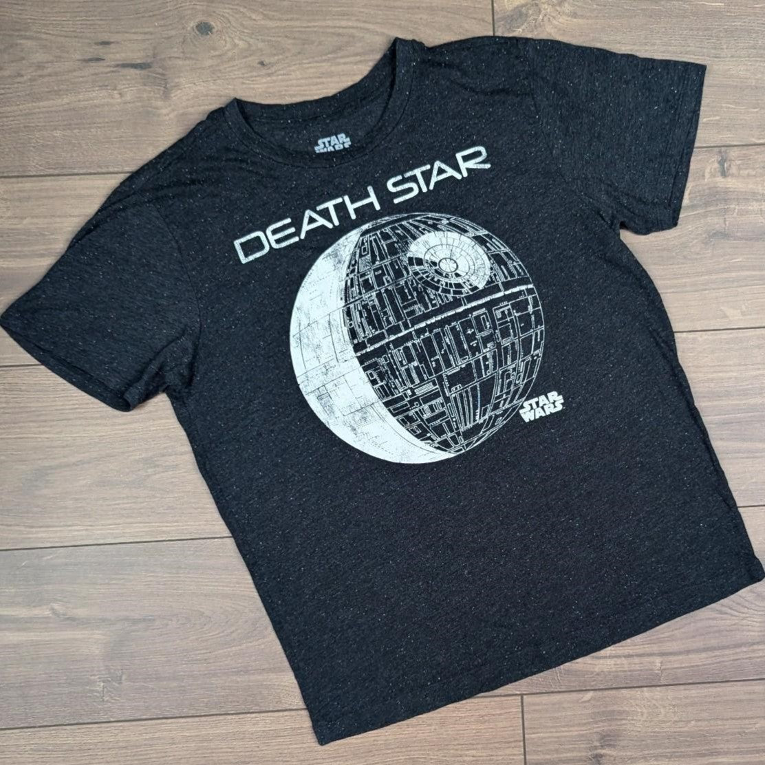 Black Grey Star Wars Death Star Graphic T-Shirt Size L