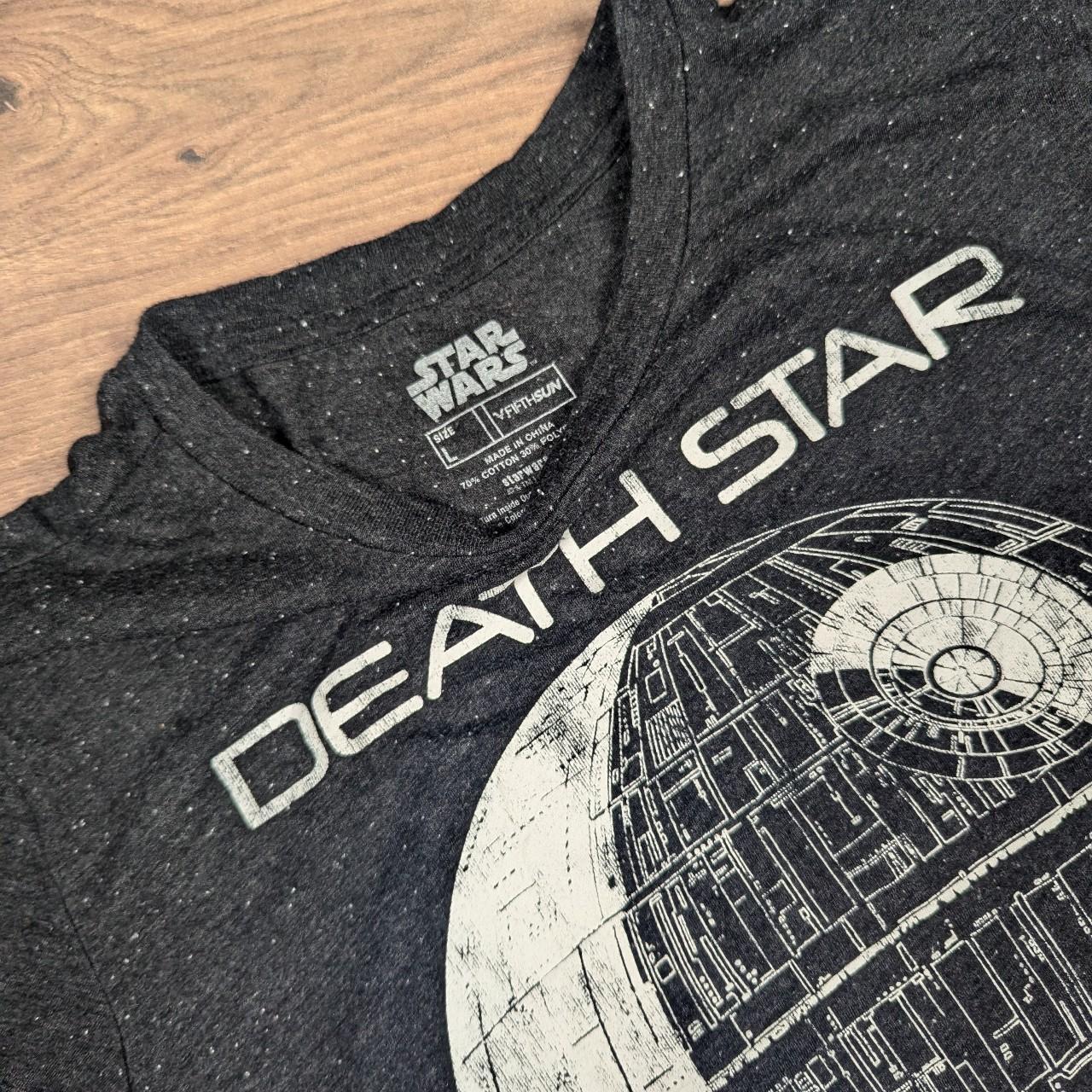 Black Grey Star Wars Death Star Graphic T-Shirt Size L