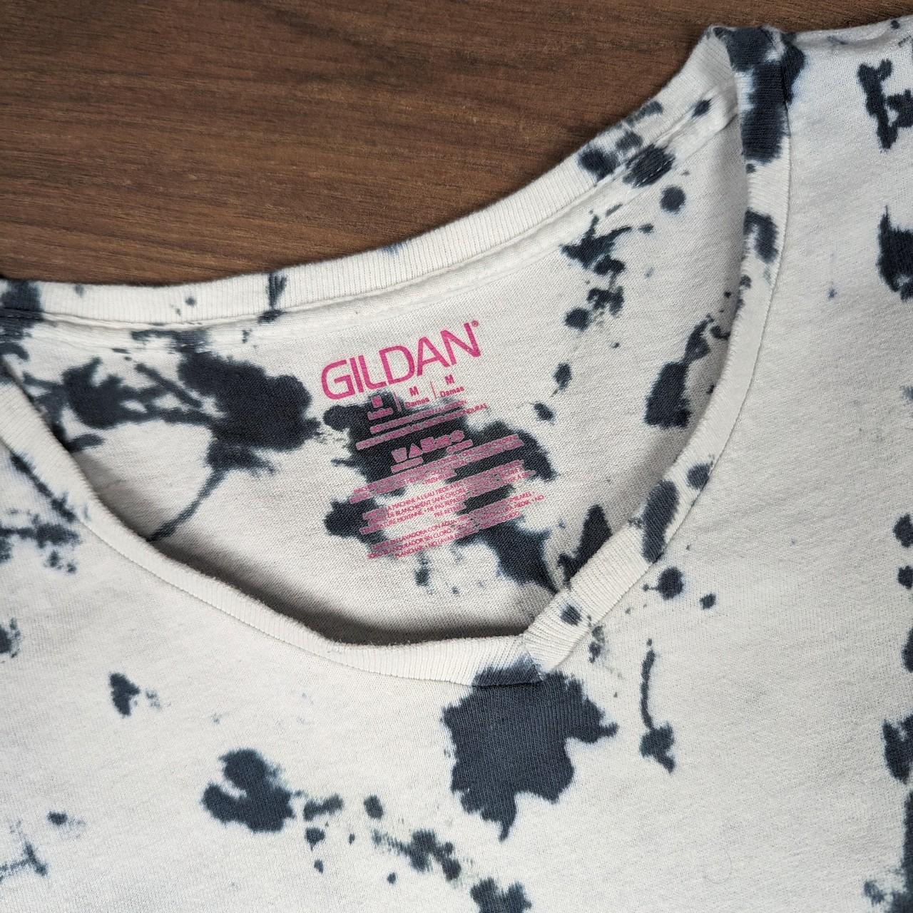 Vintage Grey/White V-neck Tie Dye T-shirt Women's M