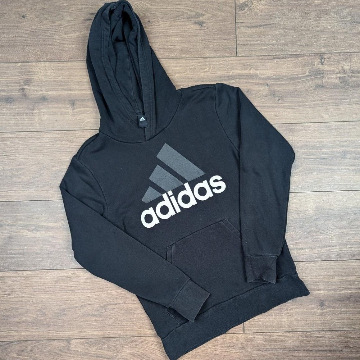 Black Adidas Logo Spellout Hoodie Size M