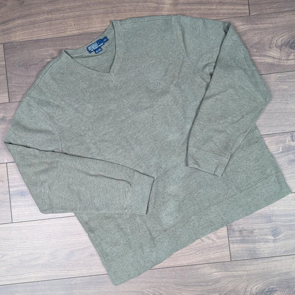POLO RALPH LAUREN Vintage 1980's Khaki V-Neck Jumper XXL